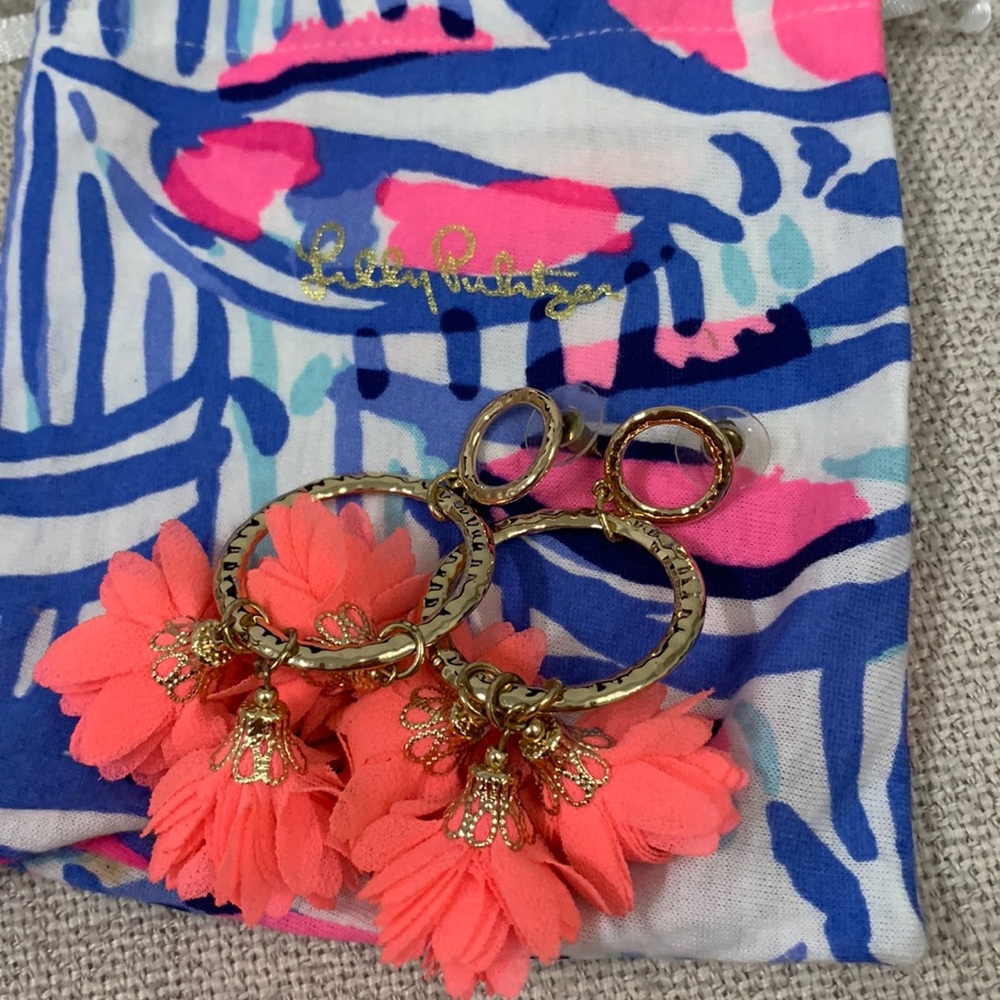 Pink floral earrings